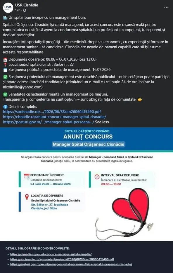 Concursul pentru conducerea spitalului nu este al unui partid